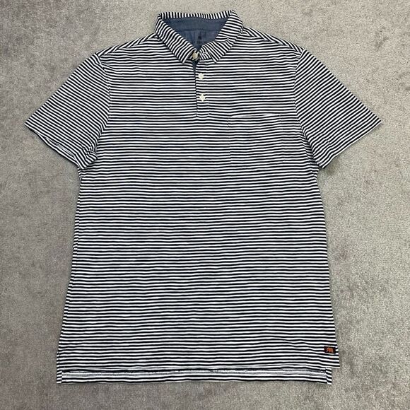 The Normal Brand Other - NWT The Normal Brand Mens Striped Vintage Slub Pocket Polo Shirt Navy Medium